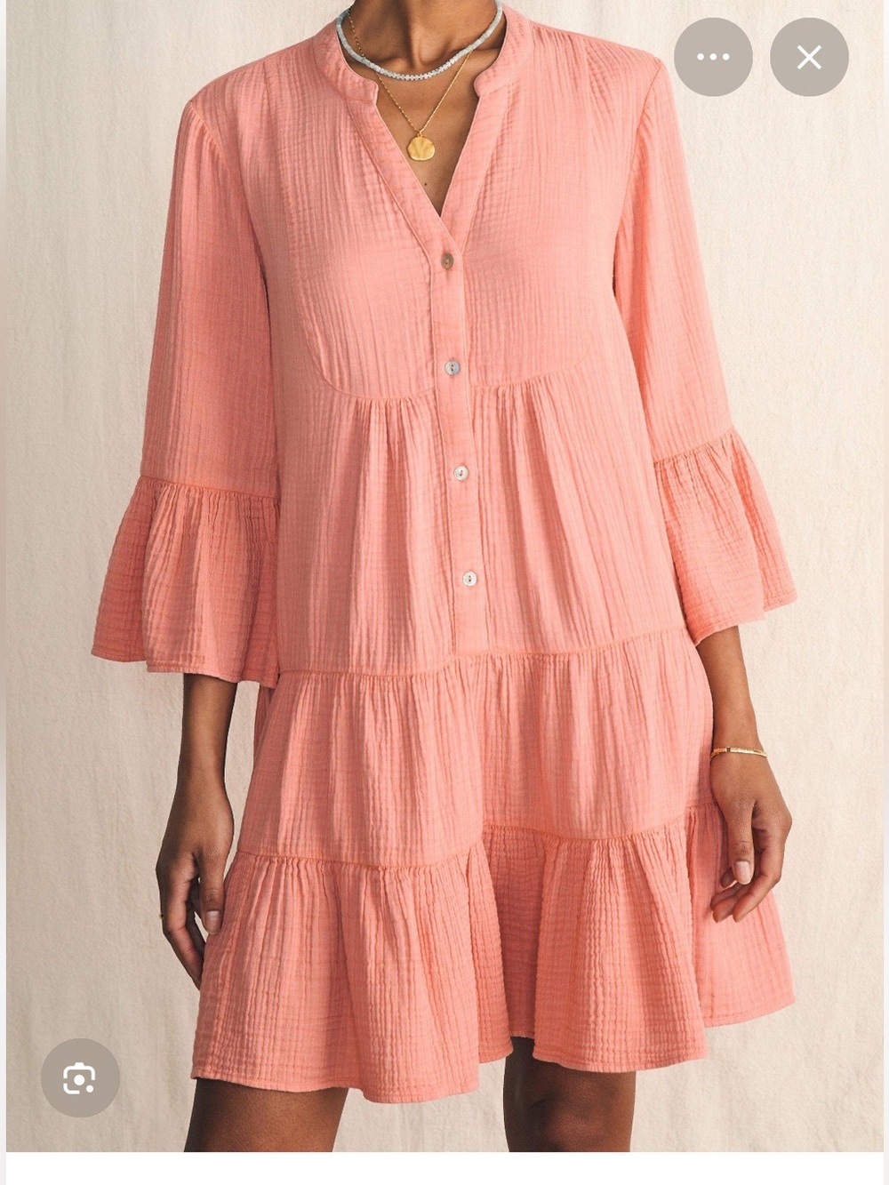 Faherty Cotton Gauze Tiered Mini Dress in Coral Women’s Small Cotton Flowy